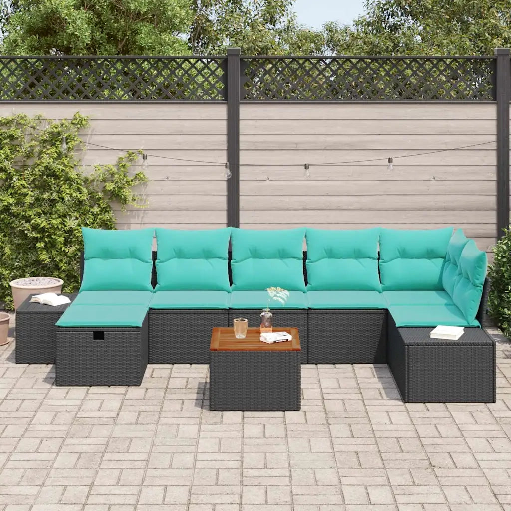 Set Divano da Giardino 8 pz Nero polyrattan 3359606
