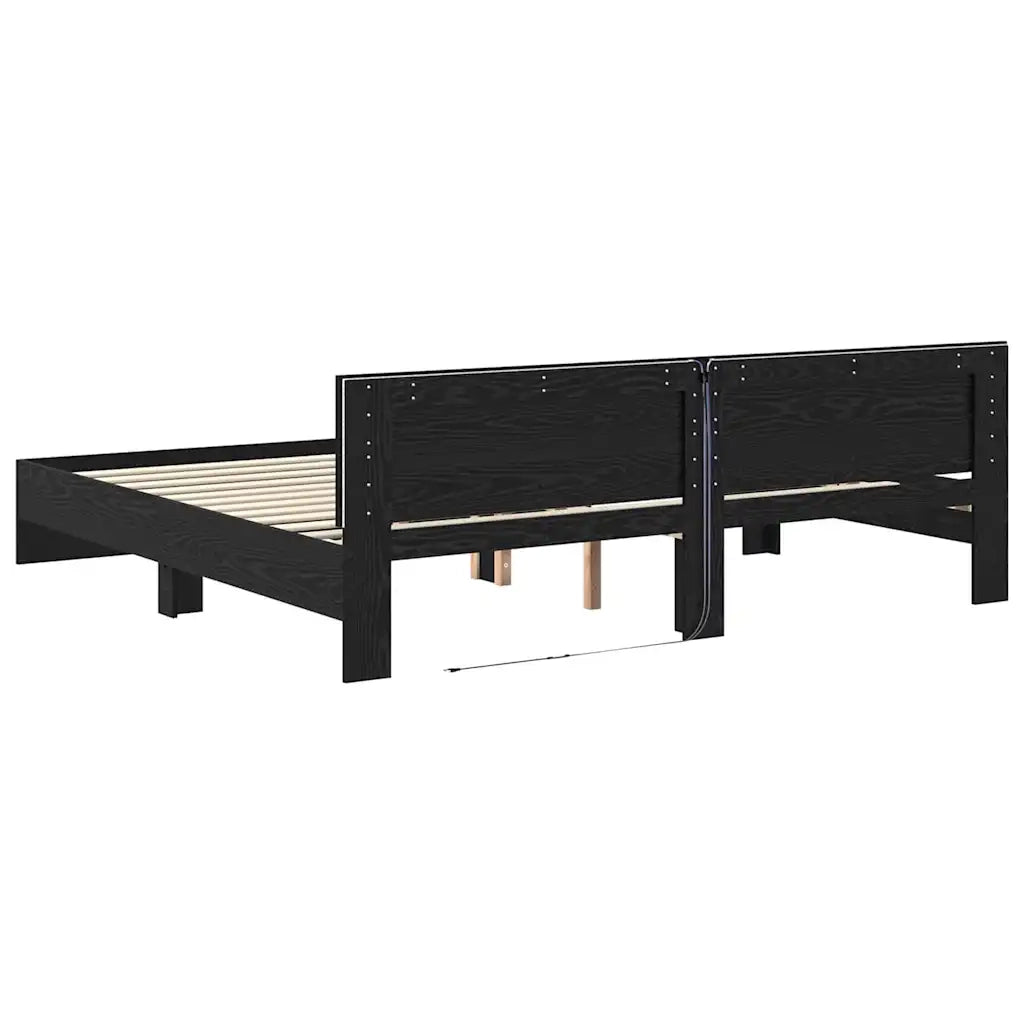 Struttura del letto Rovere Nero 180 x 200 cm Legno multistrato 3403597