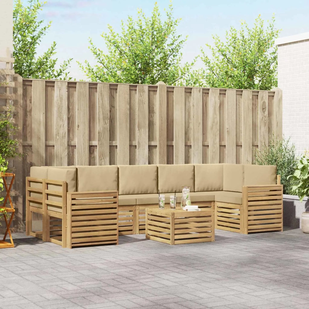 Set di divani da esterno 8 pcs Bianco e Beige Poliestere 3391563