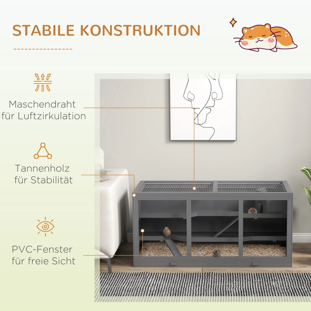 Casetta per Animali Domestici ¨C zephmum ¨C Legno Naturale Grigio 88x132x19