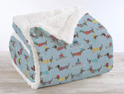 Coperta Plaid Pile Sherpa Invernale, Morbida Calda Coperta Pelosa  Doppio Lato Copertina Divano- Singola-150x190cm - Dis3-Bassotti