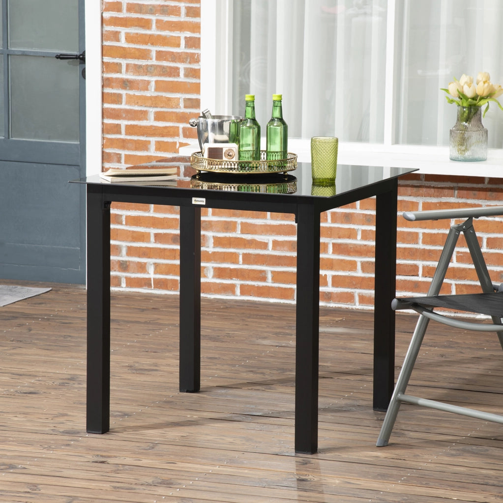 Tavolo da giardino quadrato 80x80x74 cm in alluminio nero per 4 persone