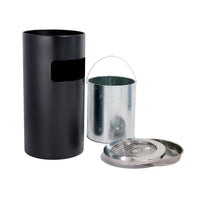 Cestino Gettacarte Posacenere Ø30 cm in Metallo Nero Opaco 15L per Interno Esterno