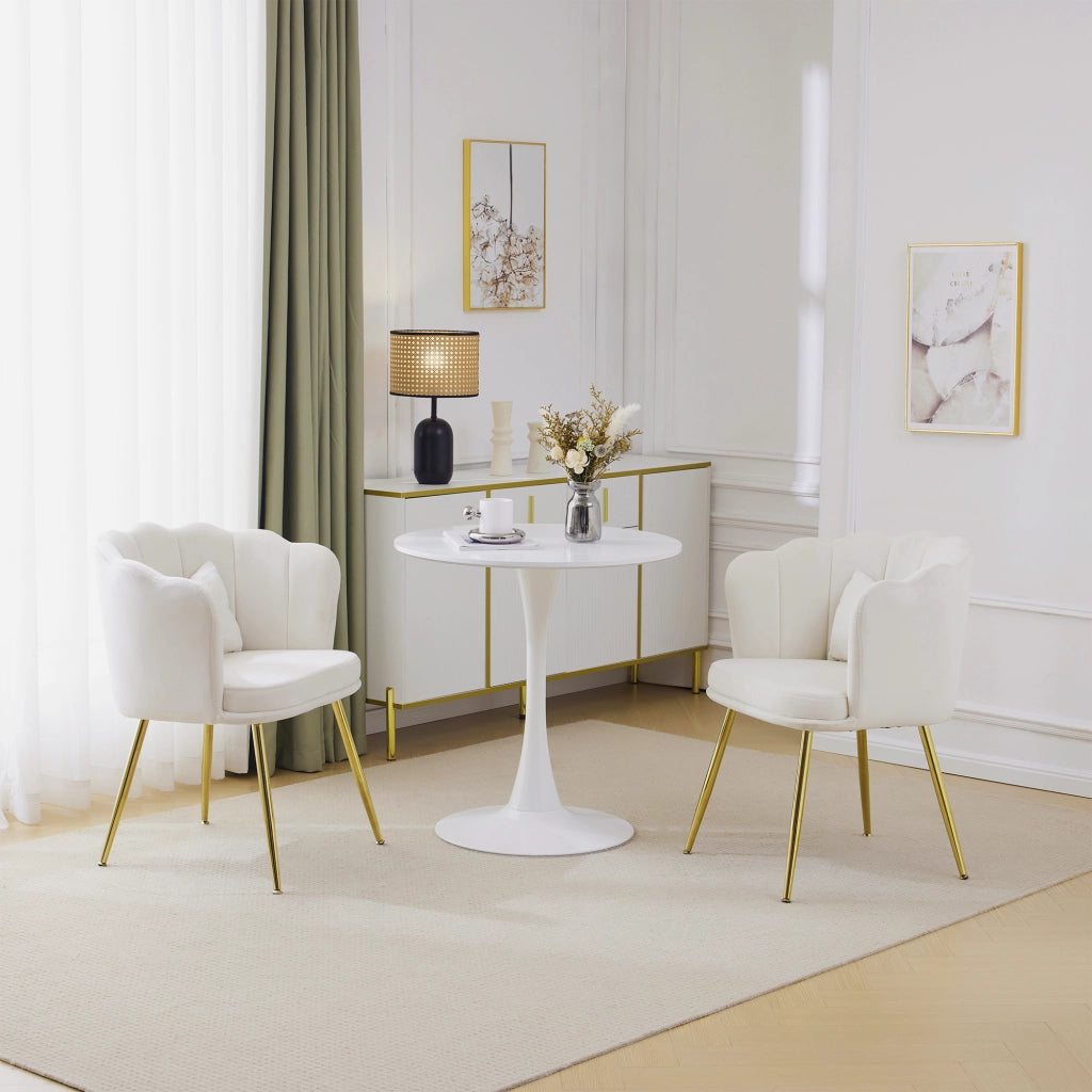 SEDIA da soggiorno in velluto beige, schienale a petalo, set da 2 pezzi