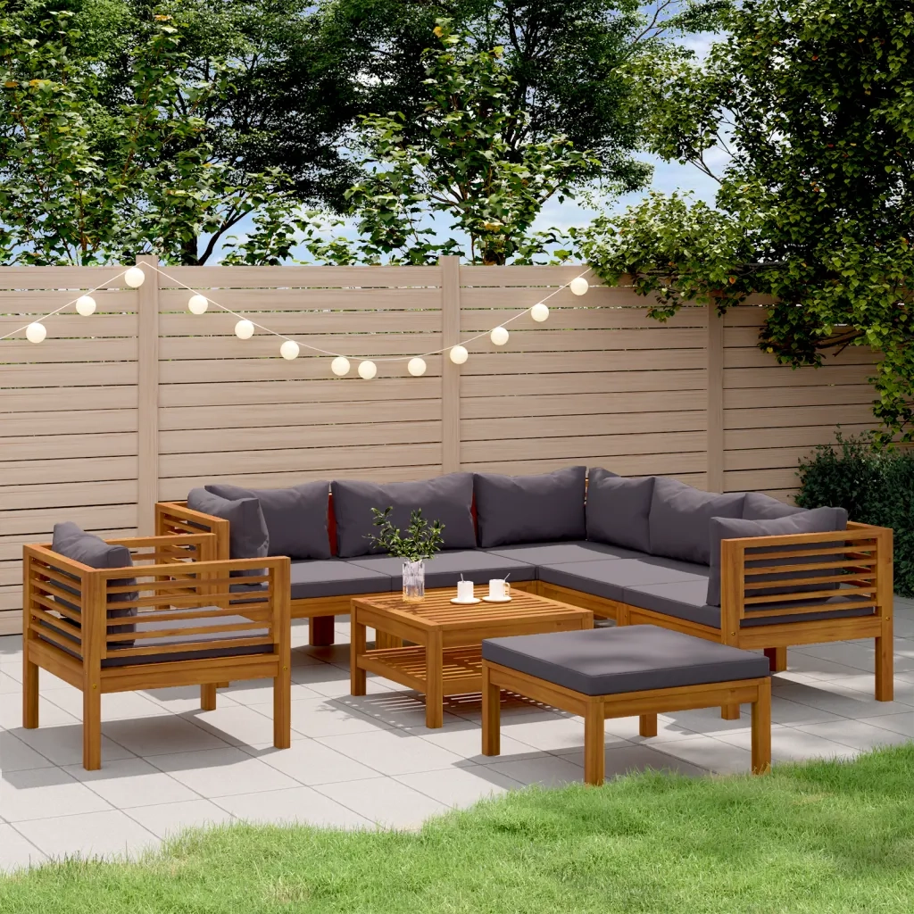 Set Divani da Giardino 8 pz con Cuscini in Massello di Acacia cod mxl 40789