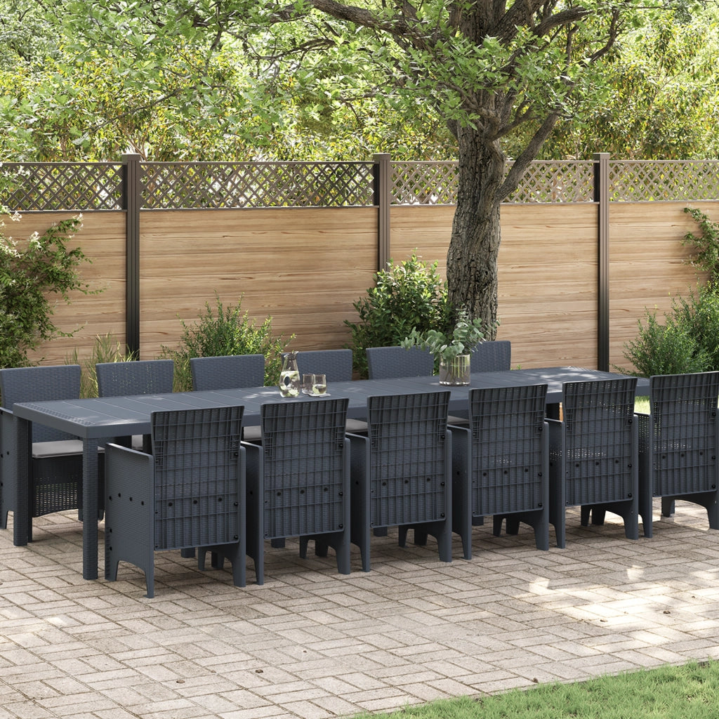 Set da Pranzo da Giardino  da 13 Pezzi con Cuscini Antracite Polyrattan