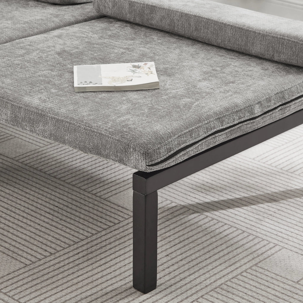 Divano letto pieghevole in legno massello, letto estraibile singolo, velluto grigio chiaro