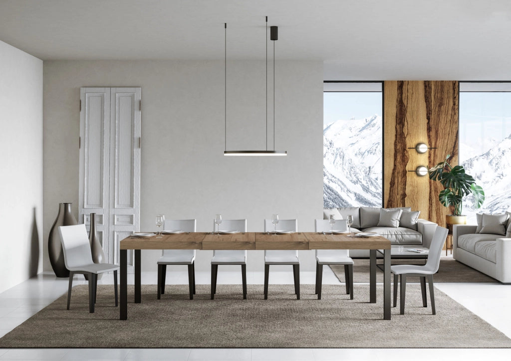 Tavolo allungabile 90x140/244 cm EveryX Premium Quercia Natura telaio Antracite
