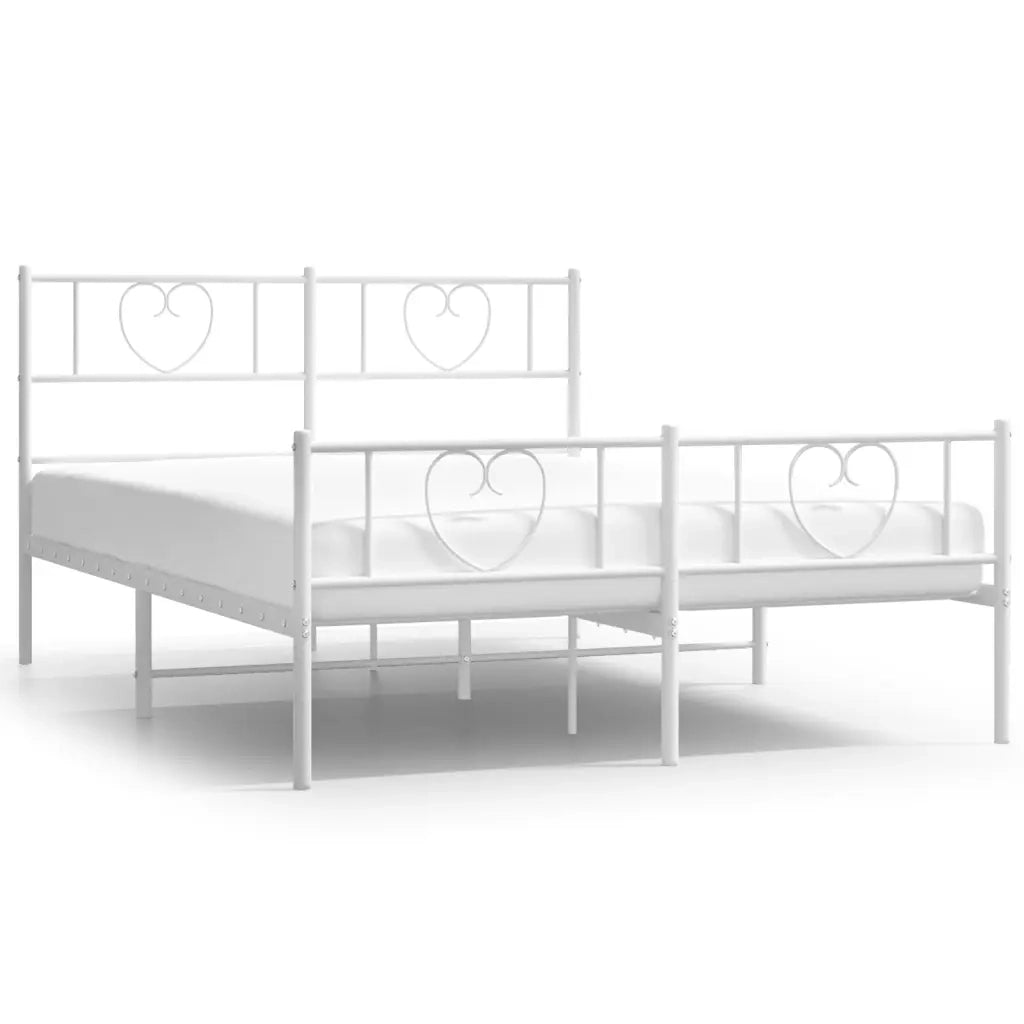 Giroletto con Testiera e Pediera Metallo Bianco 120x190 cm 355527