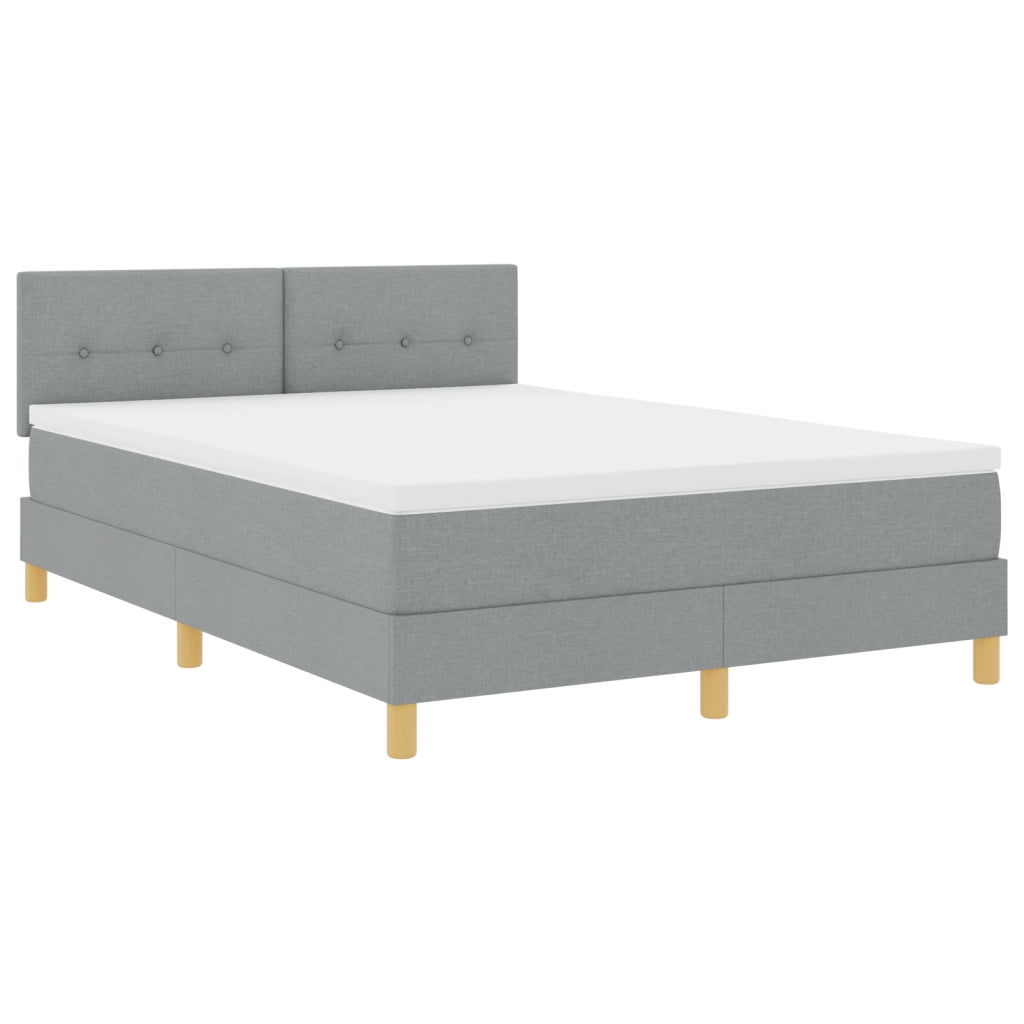 Letto con Box Spring e Materasso Grigio Chiaro 140x190 cm Tessuto