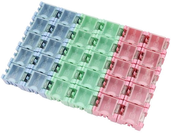 Cassa Organizzatore per Condensatori da 30 pezzi - Organizzatore Rimovibile - Blu Rosso Verde - Per Componenti Elettronici - 30 pezzi