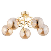 Plafoniera glamour oro vetro ambra 5xE14 Alfa Banko