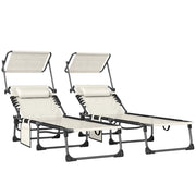 Poltrone reclinabili da giardino ¨C zephmum ¨C 2 pezzi, crema, polyrattan