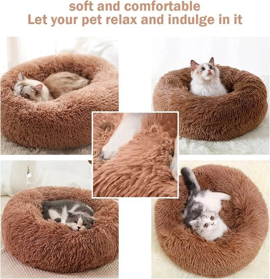 Cuscino per gatti, letto per gatti, pieghevole, per gatti o piccoli cani, morbido, peloso piuma sintetica 70L x 50P x 20D cm