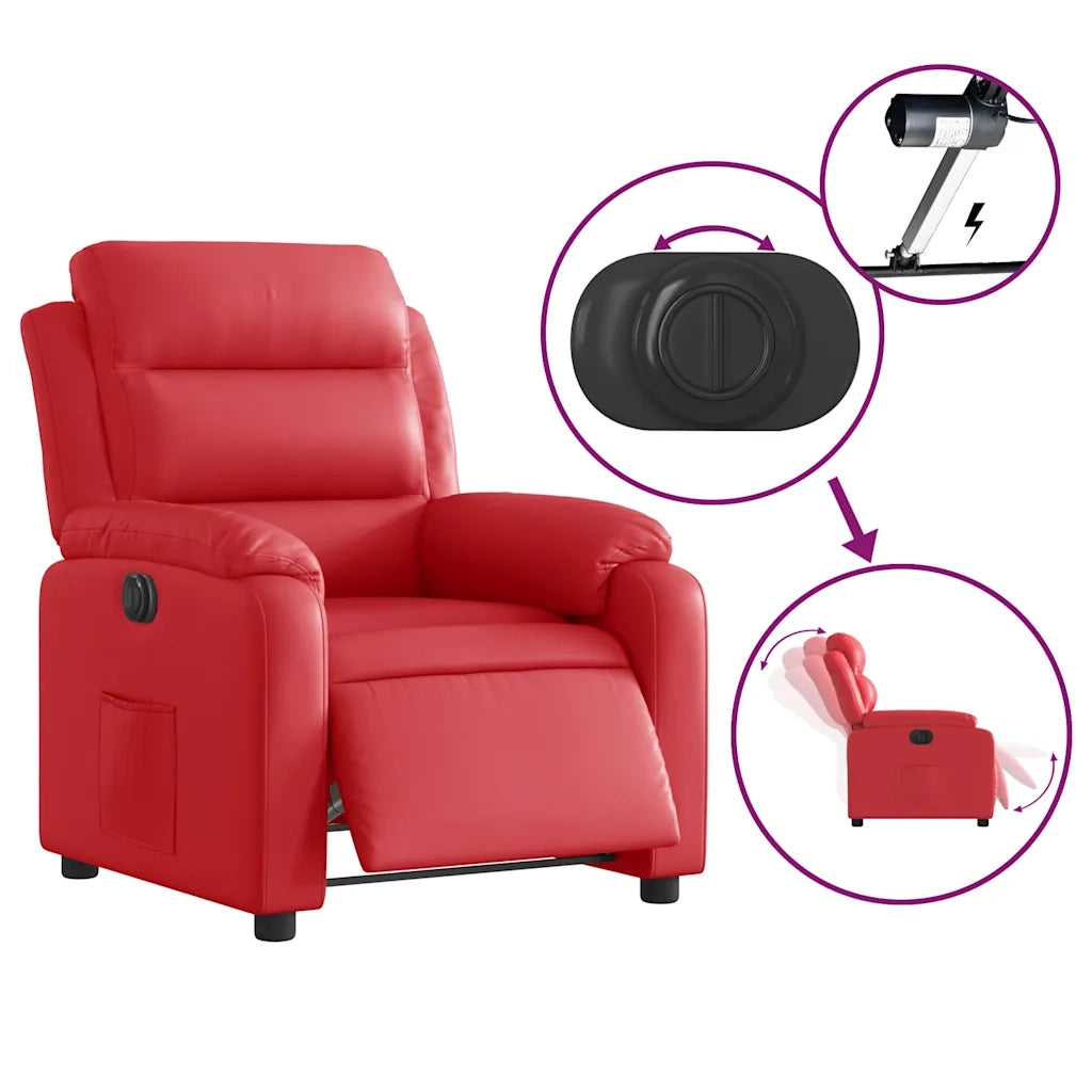 Divano Sedia-Poltrona Reclinabile Elettrica Rossa in Similpelle 962233