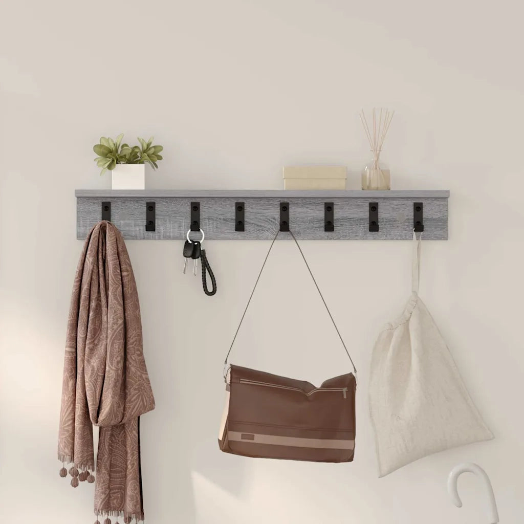 vidaXL Appendiabiti a muro Grigio sonoma 80 x 10.5 x 10.5 cm