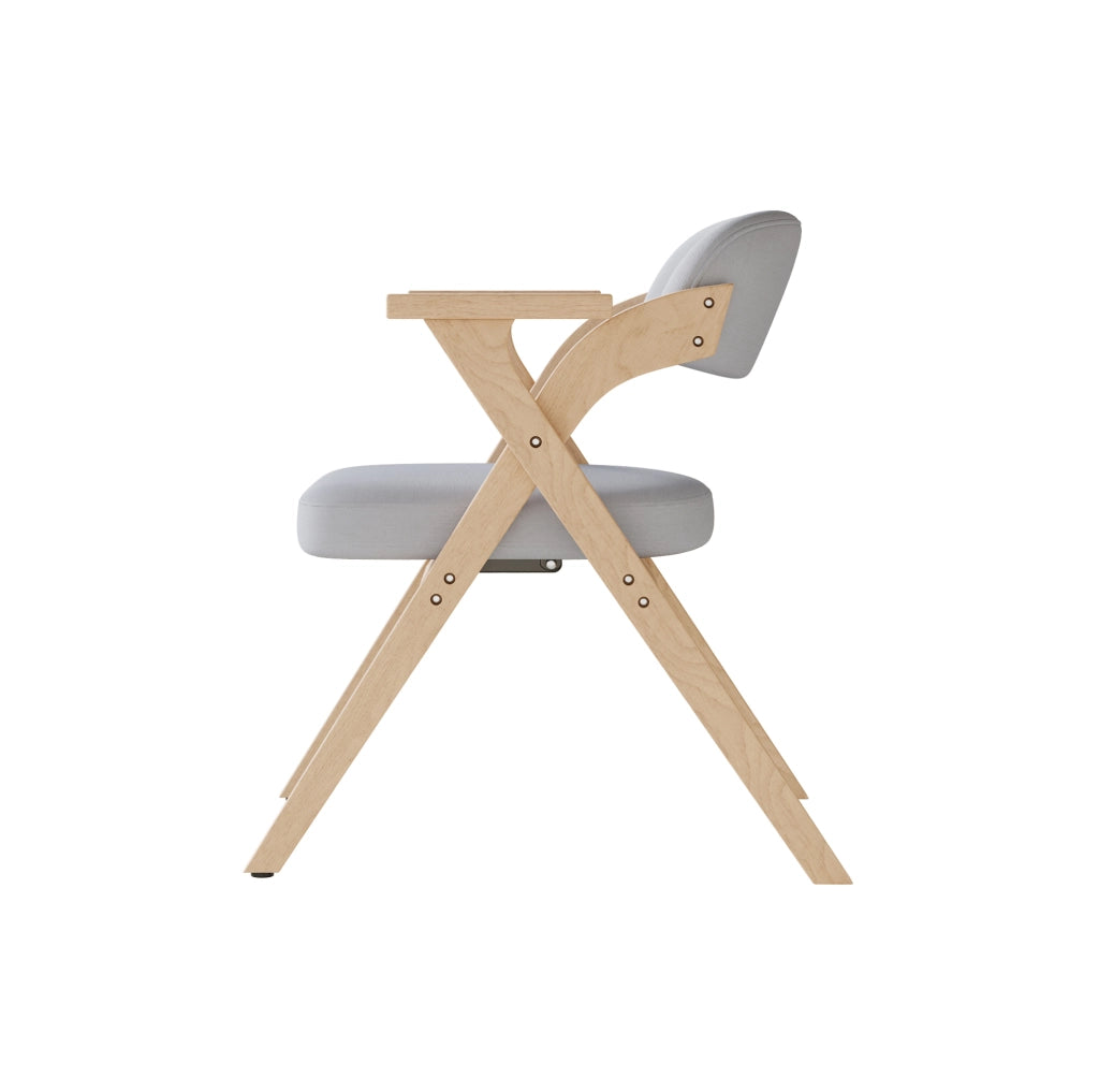Set di 4 sedie da pranzo pieghevoli con braccioli in legno grigio