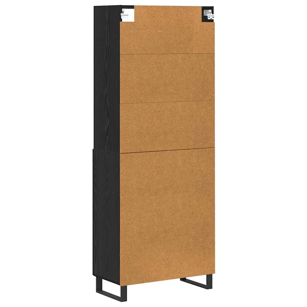 Credenza 2 pcs Rovere Nero Legno multistrato 3403191