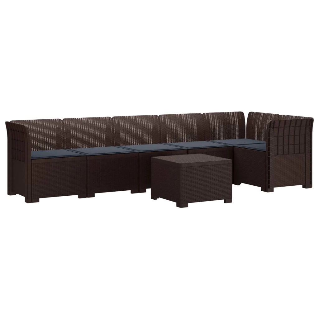 Divano da Giardino 6 Posti con Cuscini Aspetto Rattan PP 3444113