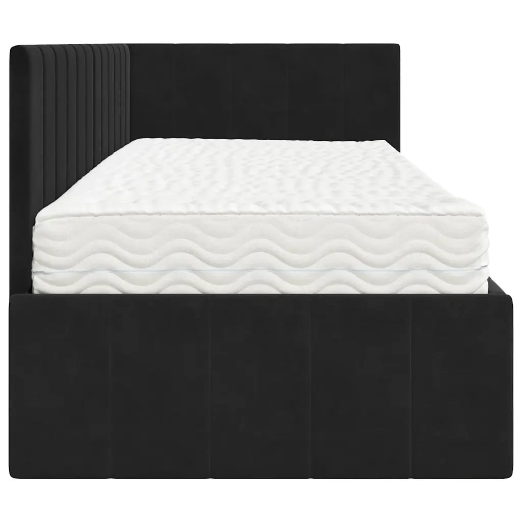 Struttura Letto Angolare con Materasso 2 pz-Giroletto con materasso Nero Velluto 366419