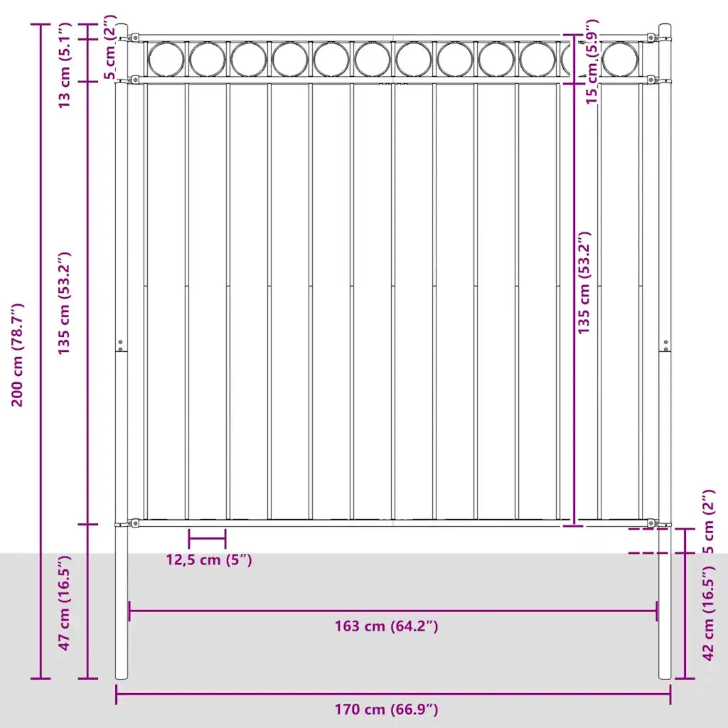 Elemento Recinzione ASSEN Bianco 170 x 200 cm Acciaio 42003925