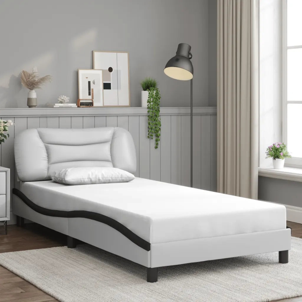 Giroletto con Luci LED Bianco e Nero 100x200 cm in Similpelle