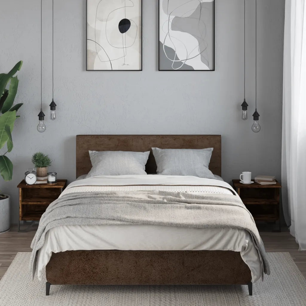 Set di 2 Comodini | Armadio da Notte | Mobiletto da notte Rovere Fumo 40x30x40 cm in Truciolato