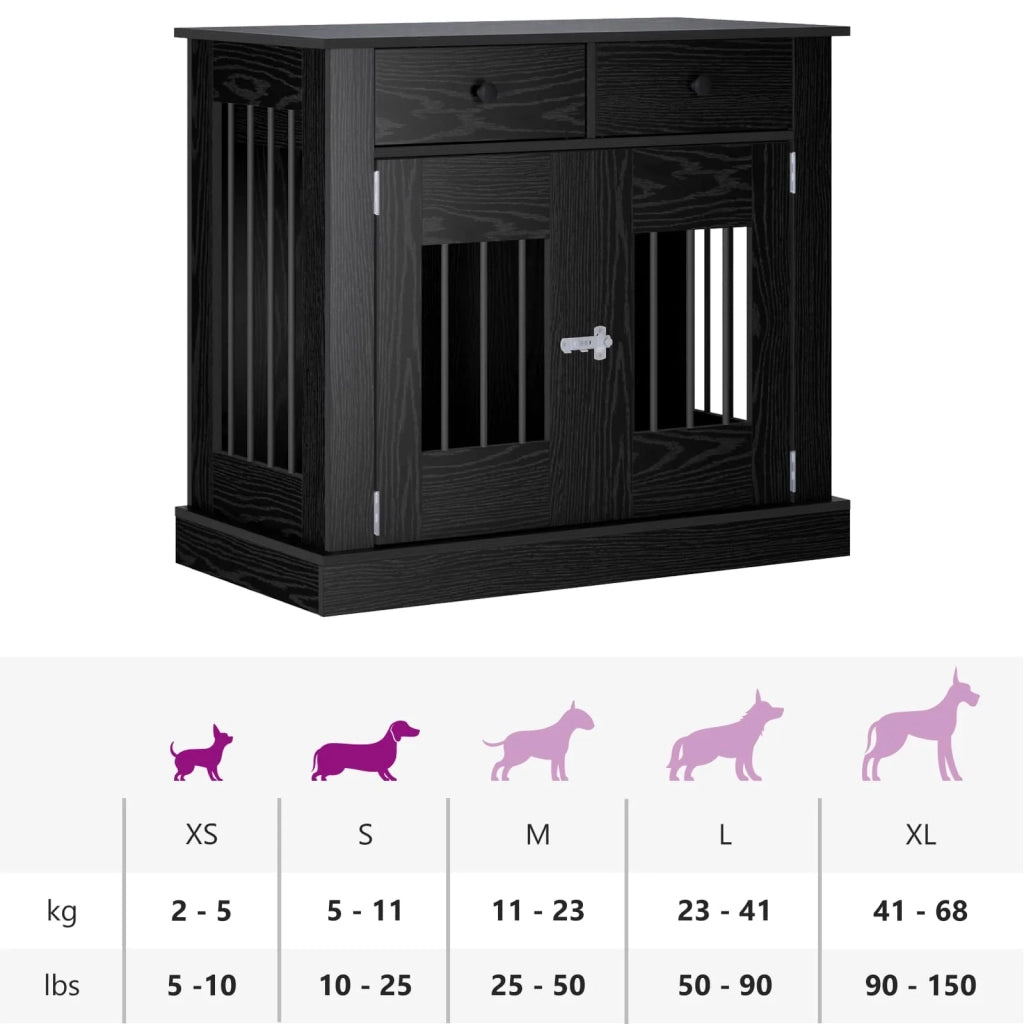 Mobile da cassa per cani Rovere Nero 90 x 47,5 x 80 cm 8014773