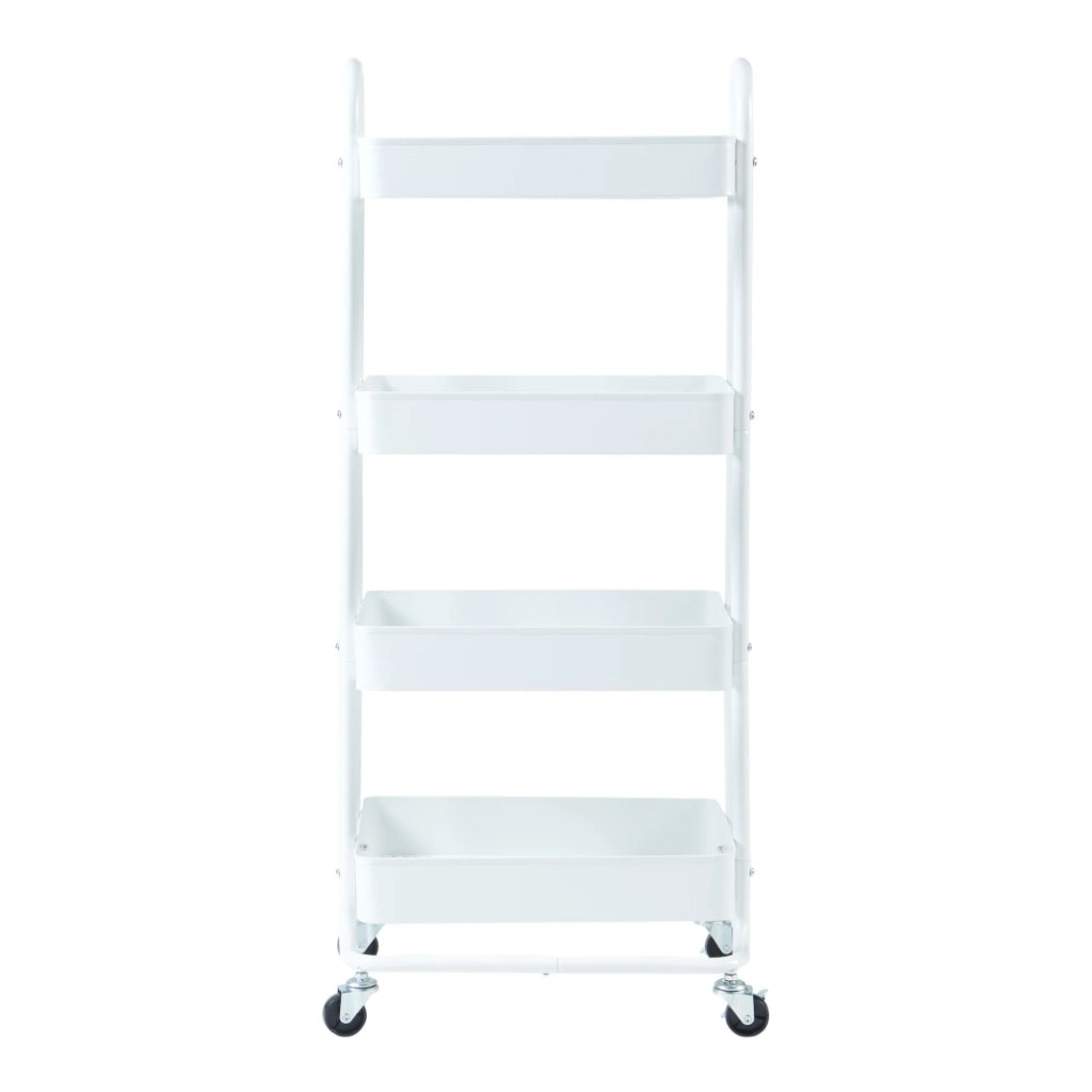 Carrello di servizio mobile contenitore per cucina/soggiorno con 4 cestelli 104 x 46 x 35 cm acciaio bianco opaco 03_0009234