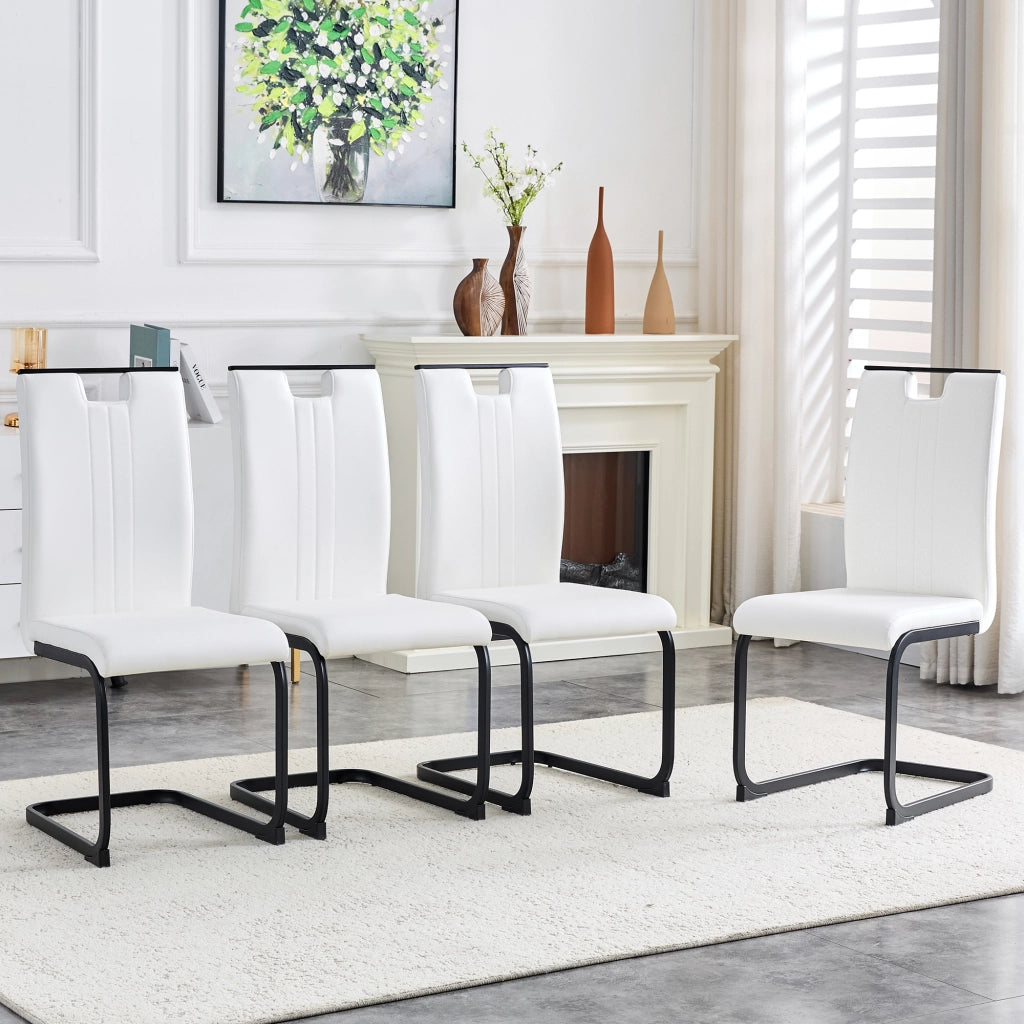 Sedia da Pranzo con Schienale Ergonomico e Piedini Antiscivolo in PU Bianco 75 × 47.5 × 44.5 cm