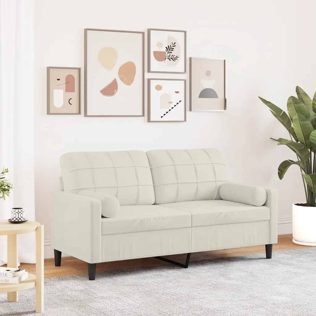 Divano a 2 Posti con Cuscini Crema 140 cm in Velluto 3278227