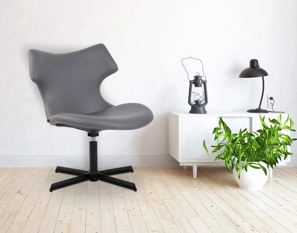 Sedia da lounge Welland in similpelle grigio