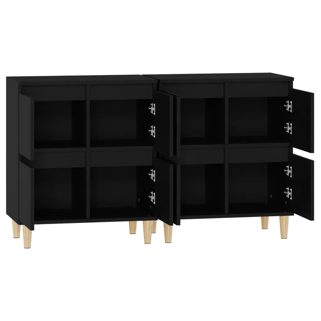 Credenze 2pz | Madia | Buffet da pranzo | Armadio da pranzo Nere 60x35x70 cm in Legno Multistrato