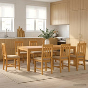 Set da pranzo 9 pz Beige Legno di Quercia Massello 3430402