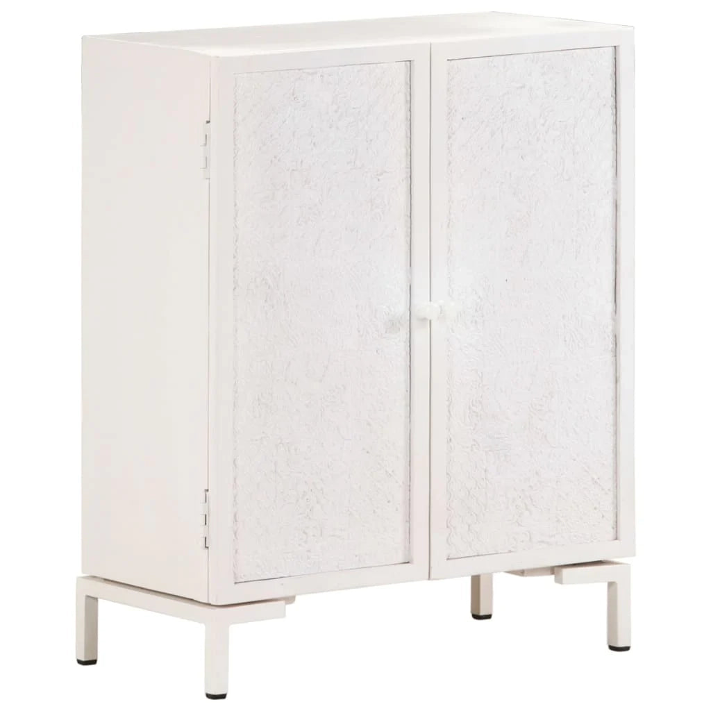 Buffet credenza cassettiera armadio mobile contenitore organizer per cucina soggiorno salotto 60 x 30 x 76 cm legno massello di mango bianco 02_0029604
