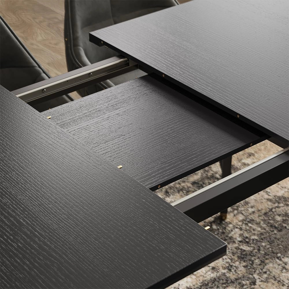 Tavolo da pranzo Goldamo, Nero, 200 x 90 cm Estensibile, adatto per l'uso in sala da pranzo o zona giorno