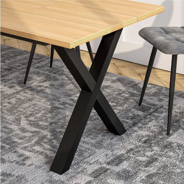 Gambe a X, Metallo, 84x71 cm, Supporto, Cavalletto, Per Piani di Tavolo, Soggiorno, Sala da Pranzo, Ufficio, Nero