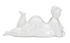 Statua Donnina Yoga Relax 32x16x16 cm in Poliresina Bianco