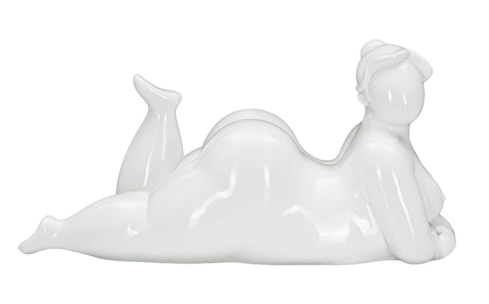 Statua Donnina Yoga Relax 32x16x16 cm in Poliresina Bianco