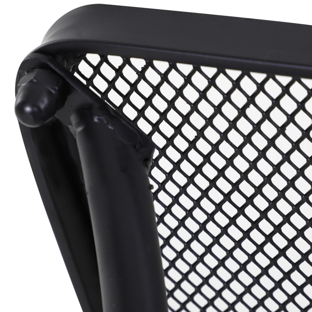 Tavolino da giardino con piano in metallo a rete; struttura stabile; per balcone e terrazza; nero; 45 × 45 × 50 cm