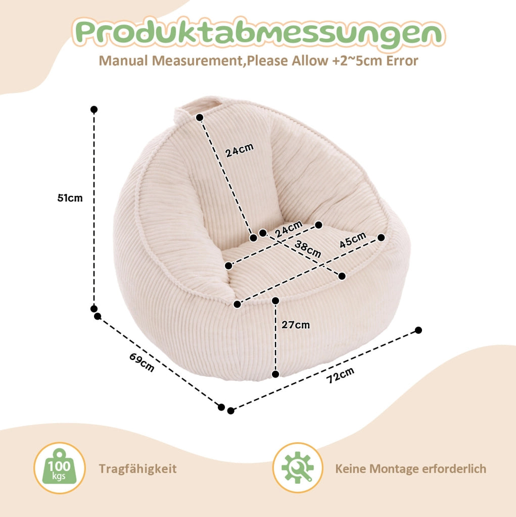 Pouf 37.0x33.0x25.0 cm ergonomico in poliestere beige
