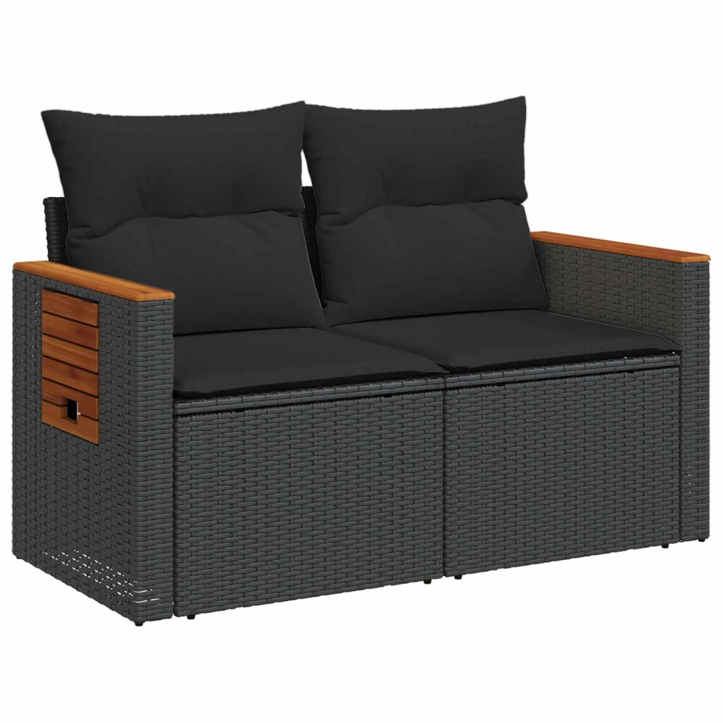 Set di divani 6 pz Nero Rattan sintetico e Acciaio 3447661