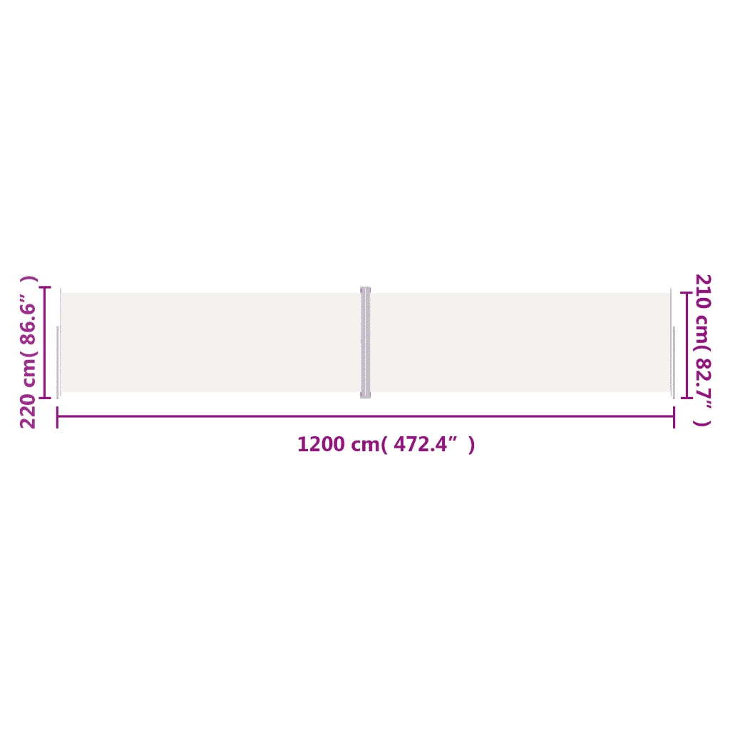 Tenda da Sole Laterale Retrattile Crema 220x1200 cm