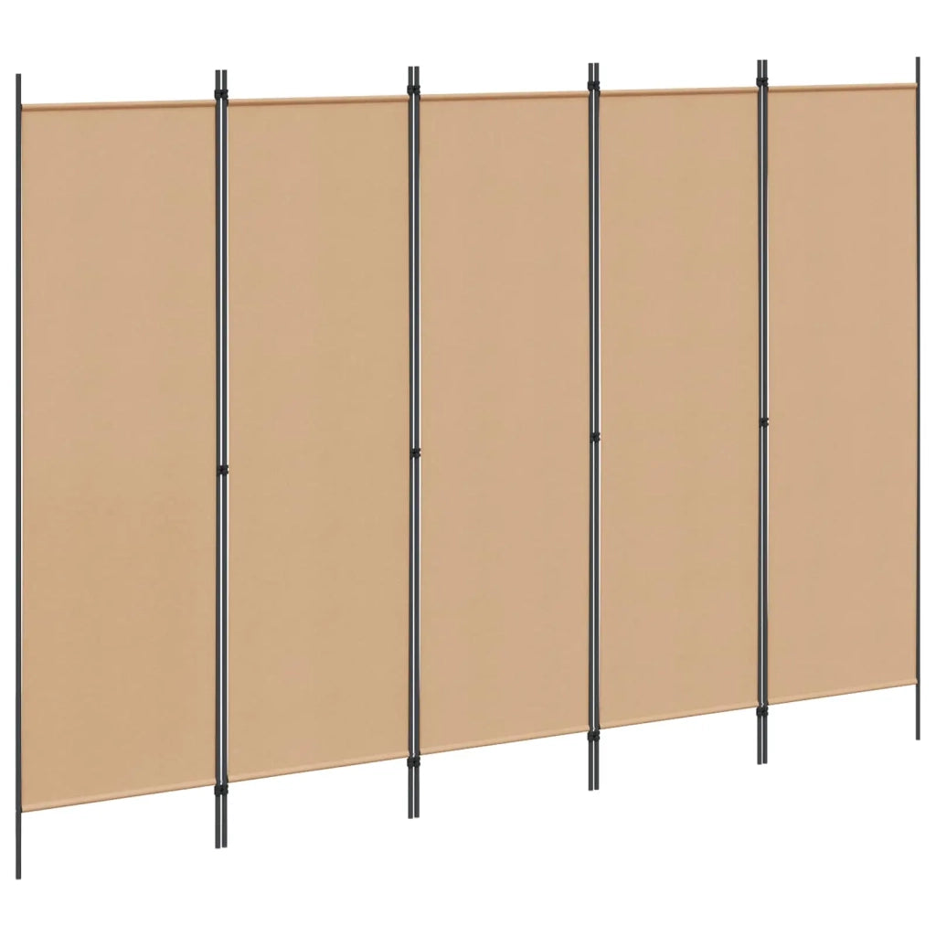 Divisorio Ambienti | Divider per stanze | Paravento a 5 Pannelli Beige 250 x 180 cm Tessuto