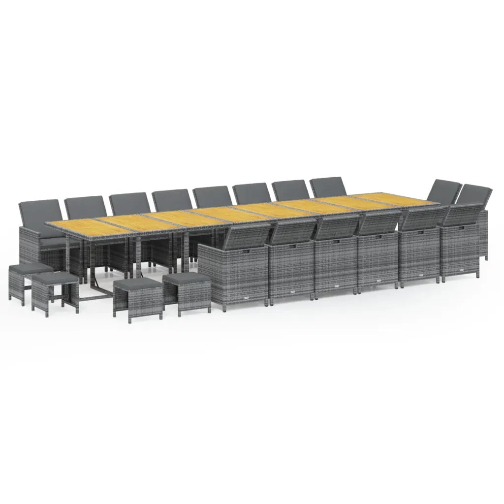 Set da Pranzo per Giardino 21 pz con Cuscini Polyrattan Grigio 3095688