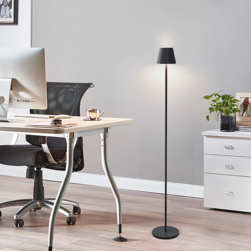 ZMH Lampada da terra LED nera dimmerabile metallo moderna senza fili 125cm