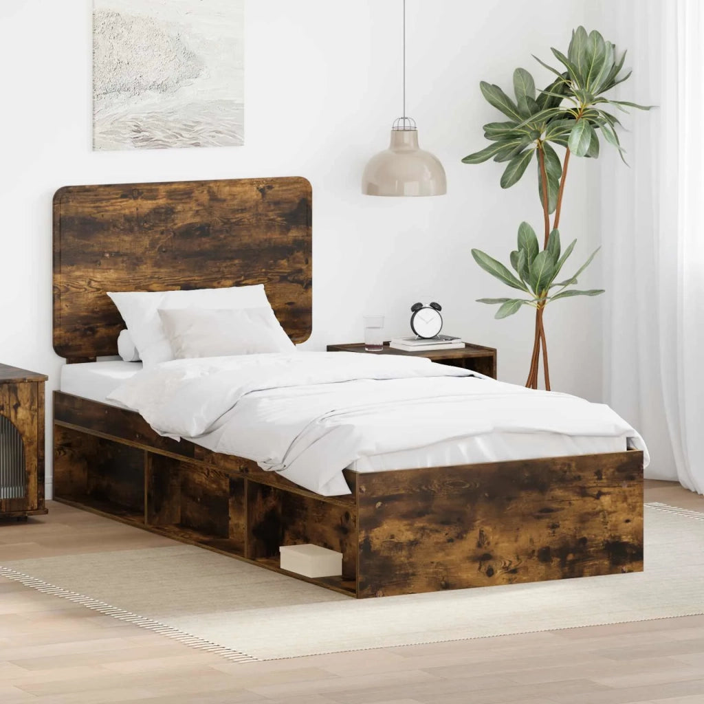 Struttura del letto Rovere fumé 90 x 190 cm Pino massello 3412546