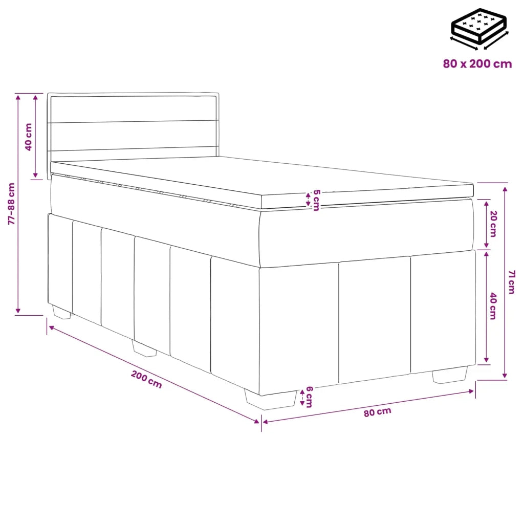 Letto box spring con materasso Grigio Chiaro 80 x 200 cm 3451073