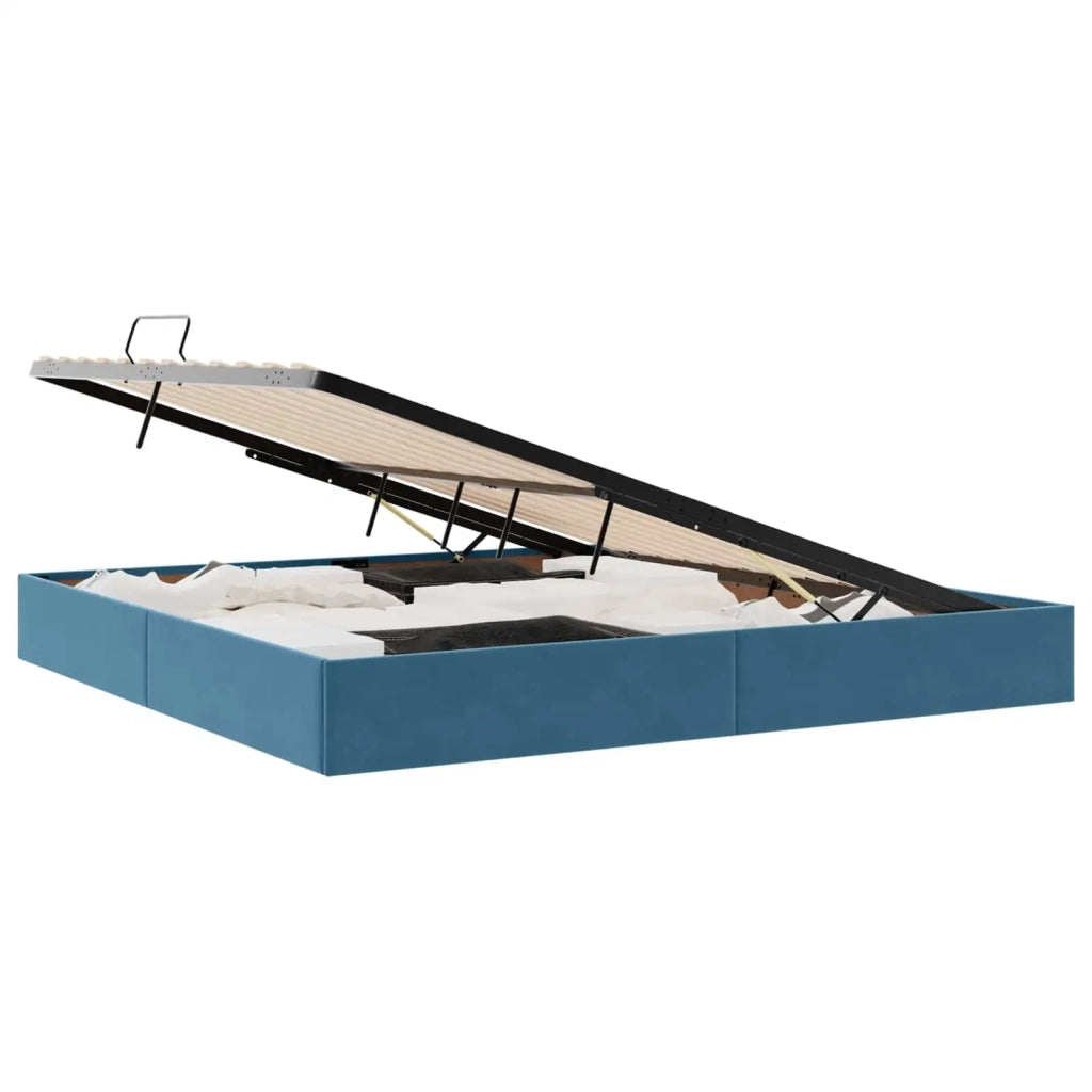 Letto ottomano con archiviazione Blu Scuro 200 x 200 cm Velluto 3442908