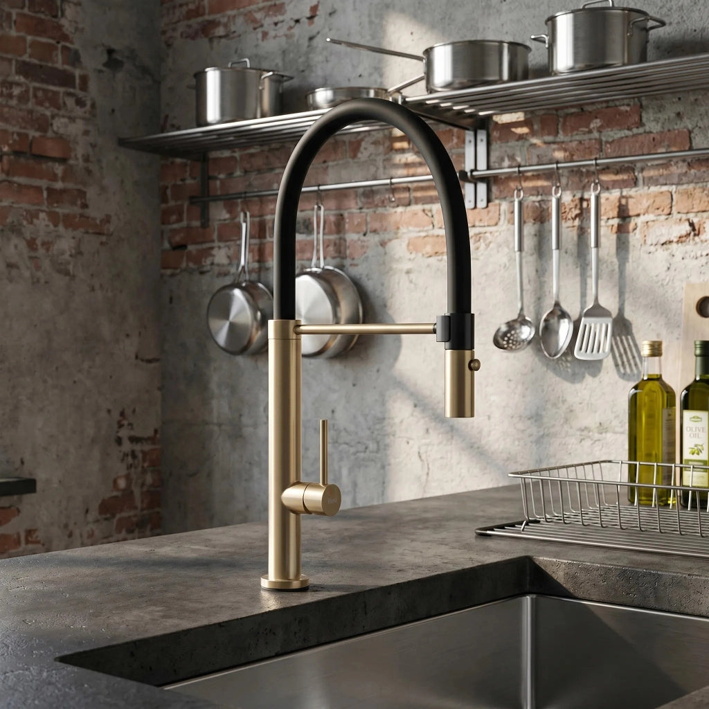Rubinetto Da Cucina Rea Viera Gold Brush